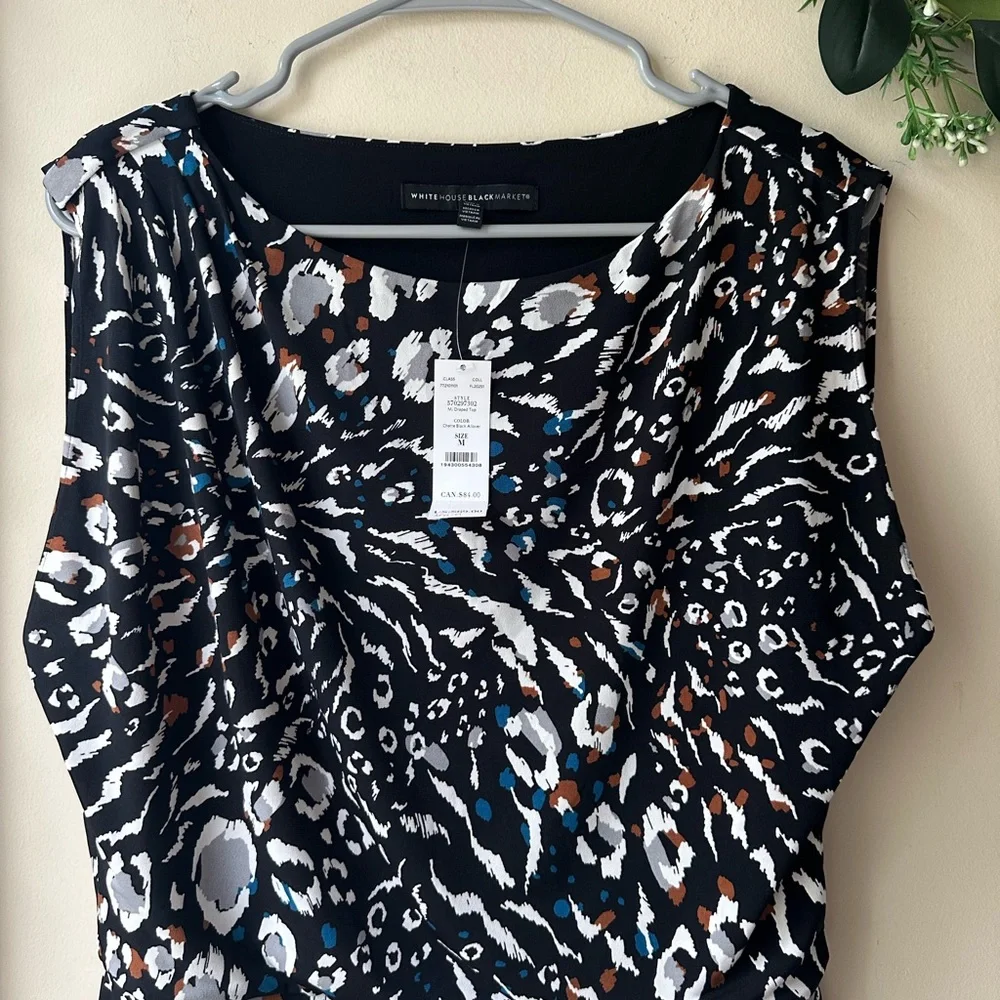 Chic Black and White Patterned Women's Top - Picture 4 of 9